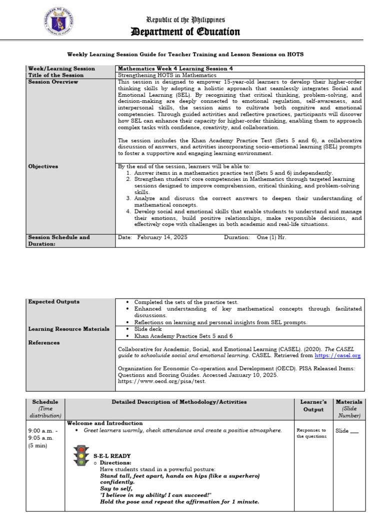 Math LEARNING-SESSION-GUIDE Week4 | PDF | Length | Learning