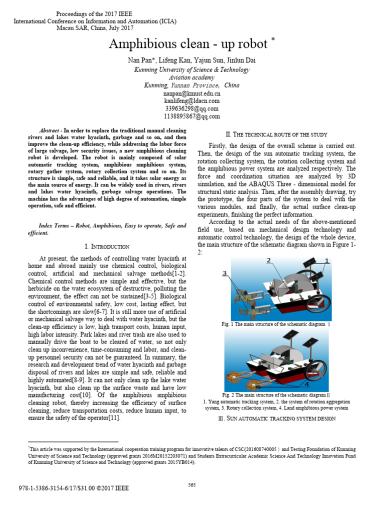 Amphibious Cleaning Robot Design | PDF | Automation | Solar Panel
