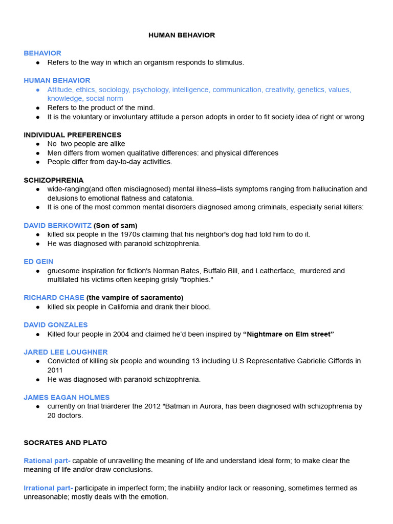 Human 20 Behavior | PDF | Psychology | Psychological Concepts