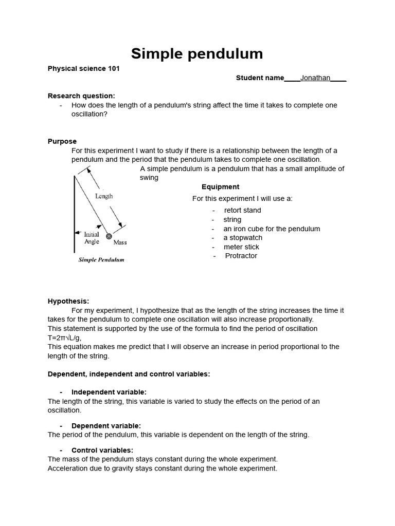Effect of String Length on Pendulum Period | PDF | Pendulum | Gravity