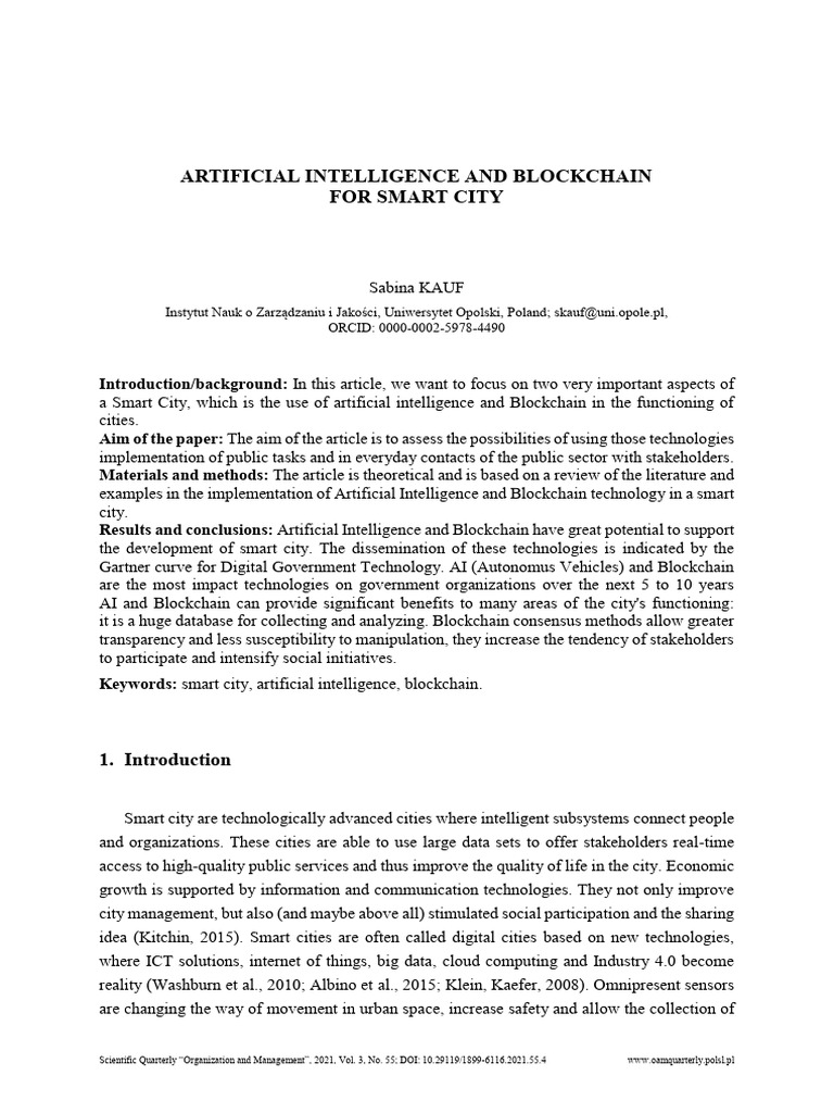 AI and Blockchain in Smart Cities | PDF | Artificial Intelligence ...
