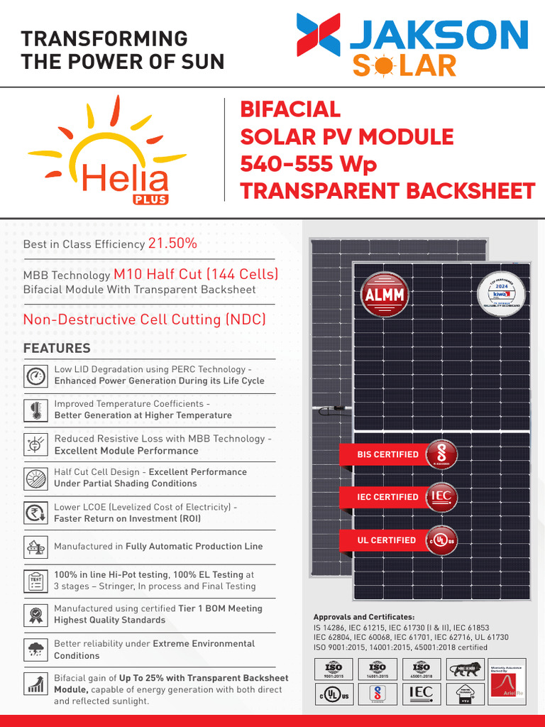 Bifacial Solar PV Module 540-555 Wp | PDF | Solar Panel | Photovoltaics