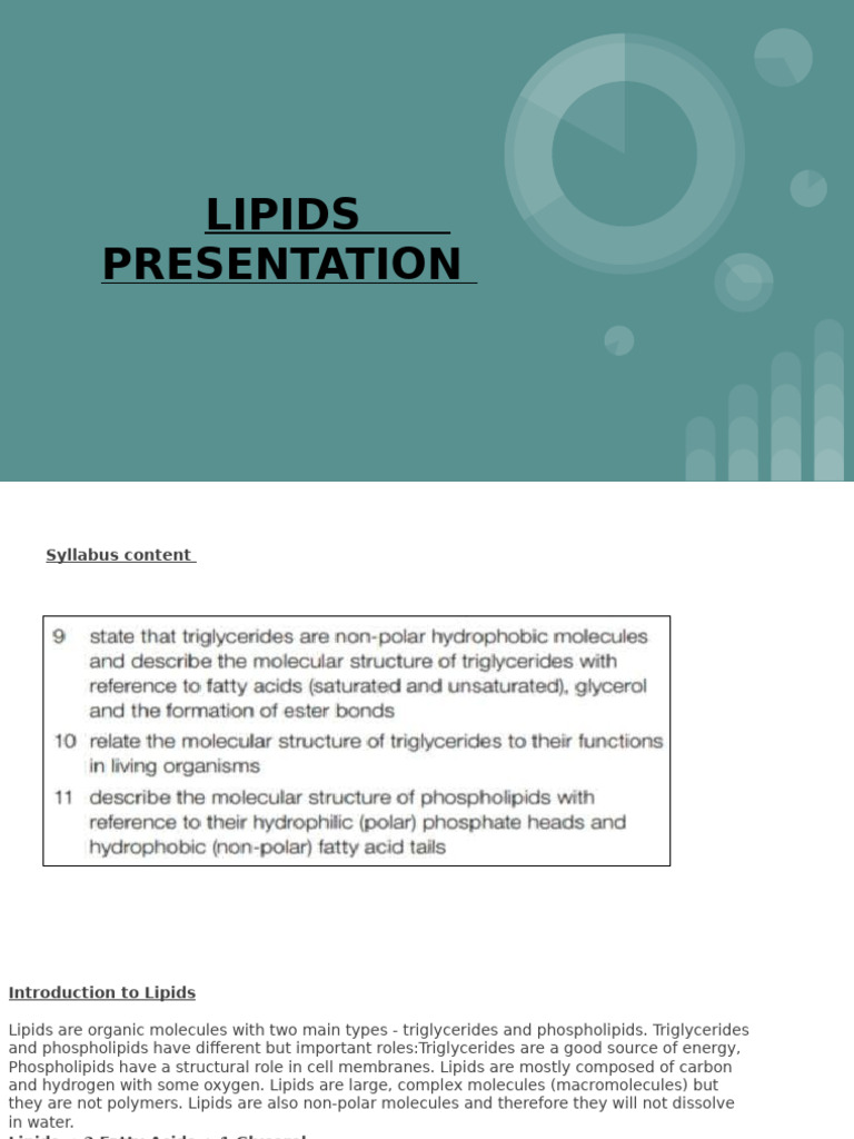 Overview of Lipids and Triglycerides | PDF | Triglyceride | Fatty Acid