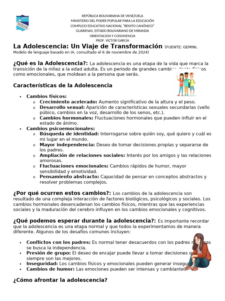 Entendiendo la Adolescencia: Cambios y Apoyo | PDF | Adolescencia | Adultos