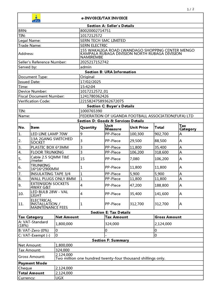 e-Invoice for SERN TECH SMC Limited | PDF | Invoice | Electrical Components