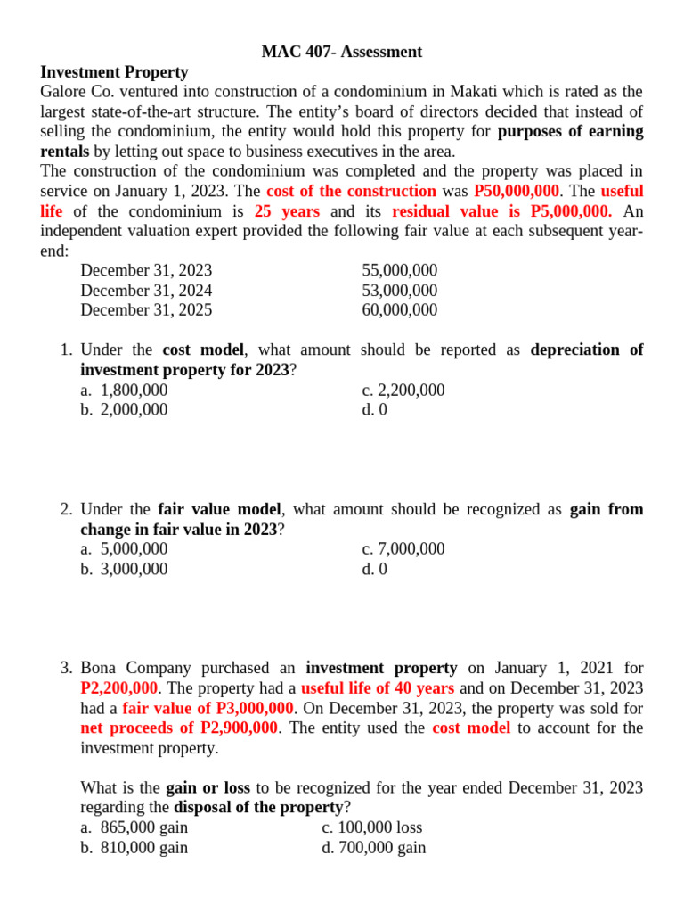 Visual Reference: Investment Property Cost And Fair Value Analysis Pdf