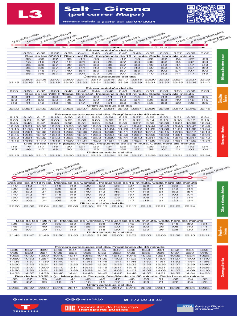 Horarios Bus L3 Salt-Girona | PDF