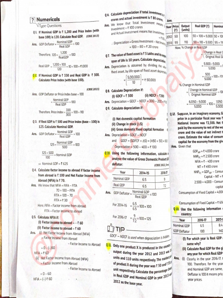National Income Expected Numerical Viva | PDF