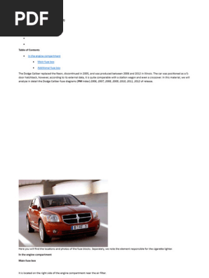 Dodge Caliber Fuse Box Diagrams (2006-2012) | PDF | Diesel Engine