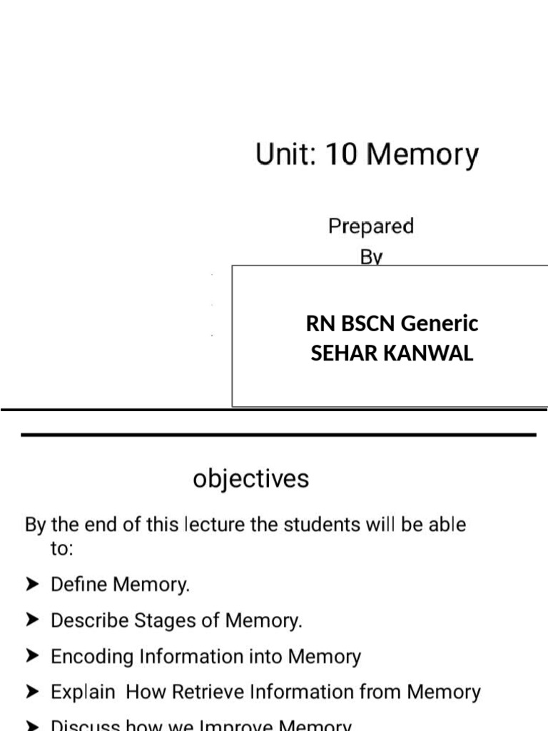 Unit 10 Memory | PDF