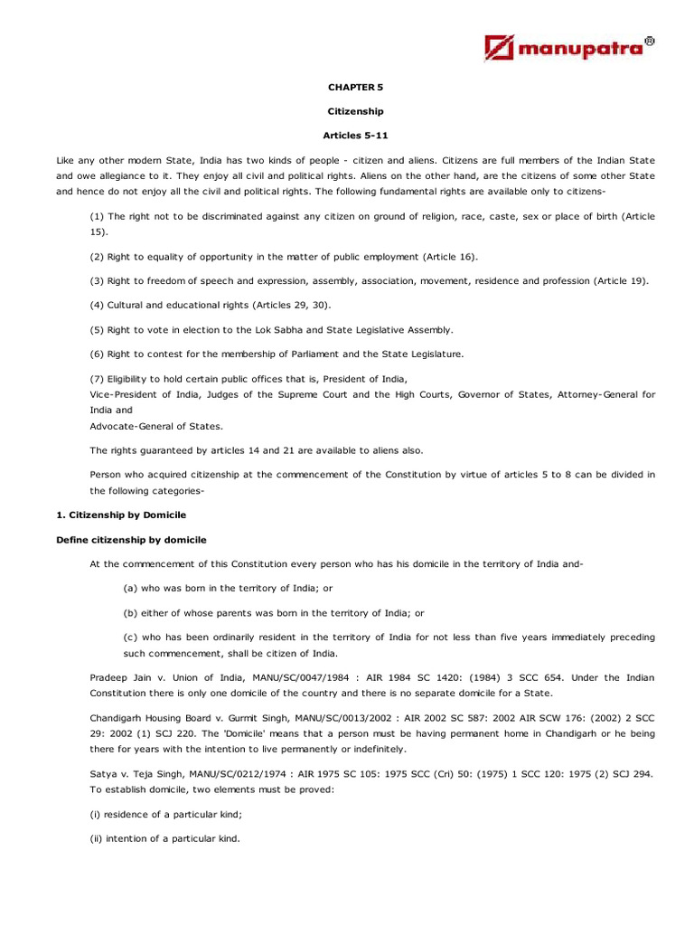 Understanding Indian Citizenship Rights | PDF | Naturalization ...