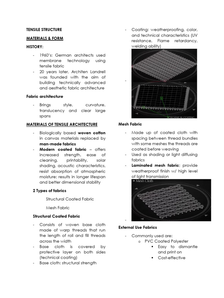 Tensile Architecture: Materials and Forms | PDF | Textiles | Materials