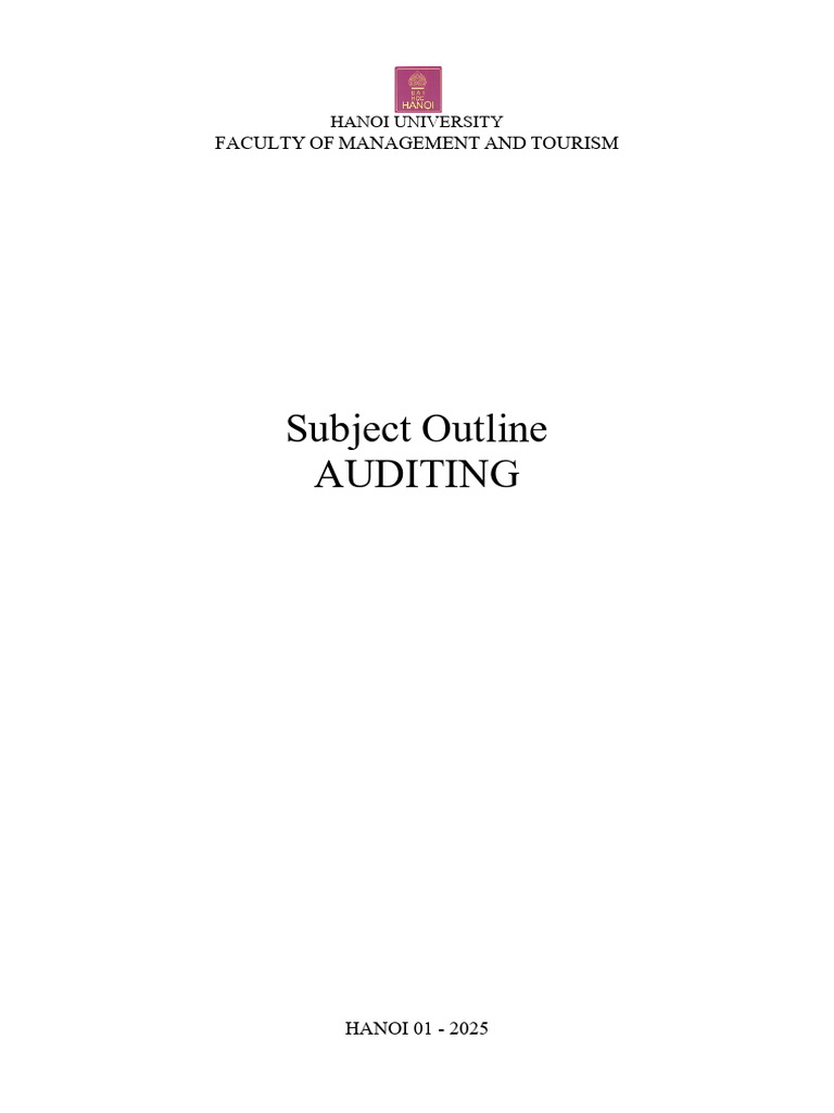 Auditing Theory Course Outline 2025 | PDF | Audit | Internal Control