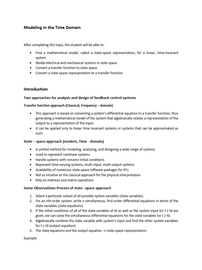 Time-Domain State-Space Modeling | PDF | Equations | Matrix (Mathematics)