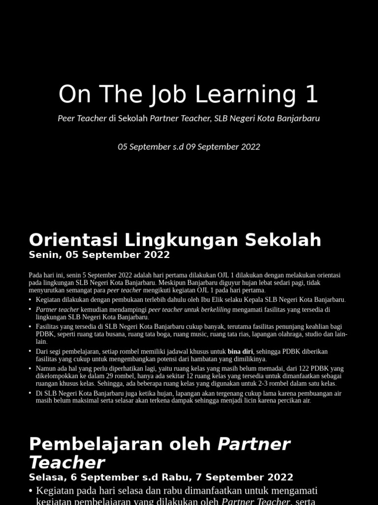 Laporan On The Job Learning 1 | PDF