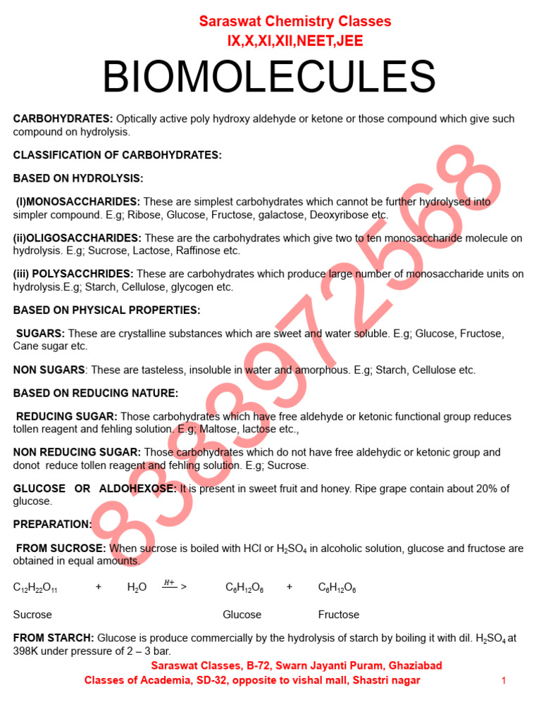 BIOMOLECULES | PDF | Carbohydrates | Glucose