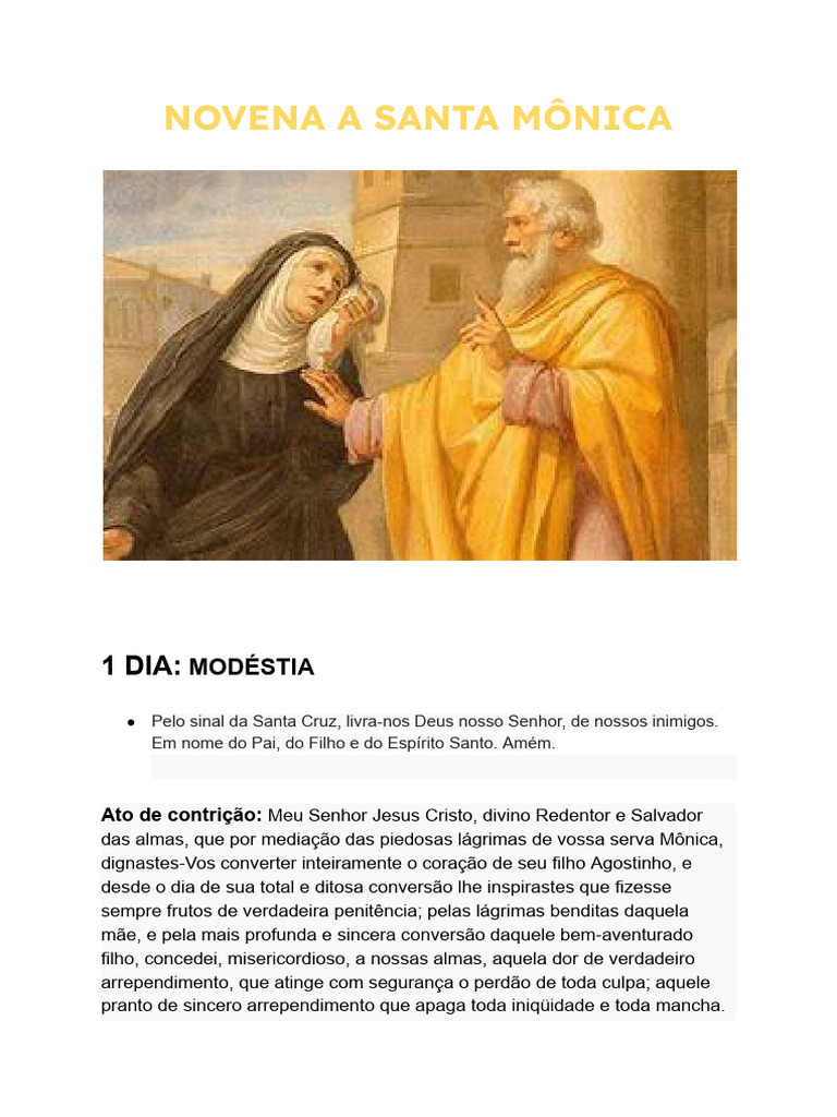 Novena a Santa Mônica: Oração e Devoção | PDF | Oração | Espírito Santo ...