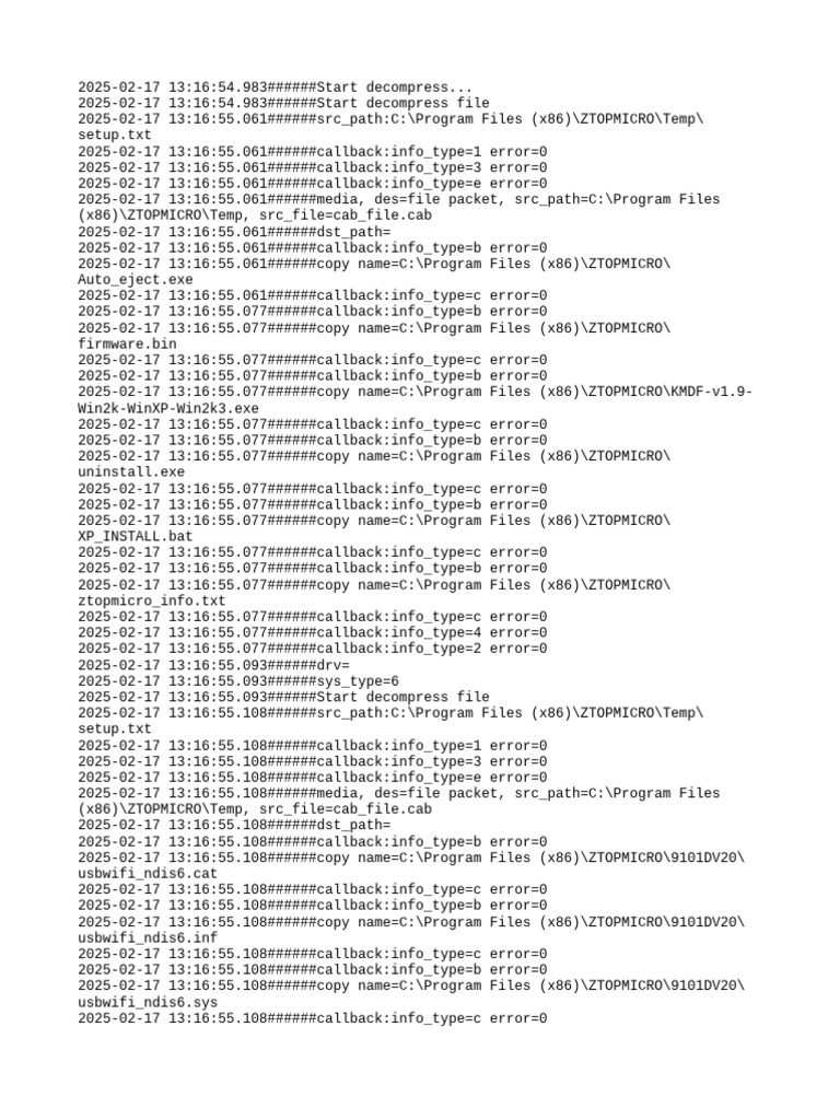 ZTOPMICRO File Decompression Log | PDF | Utility Software | Computer File