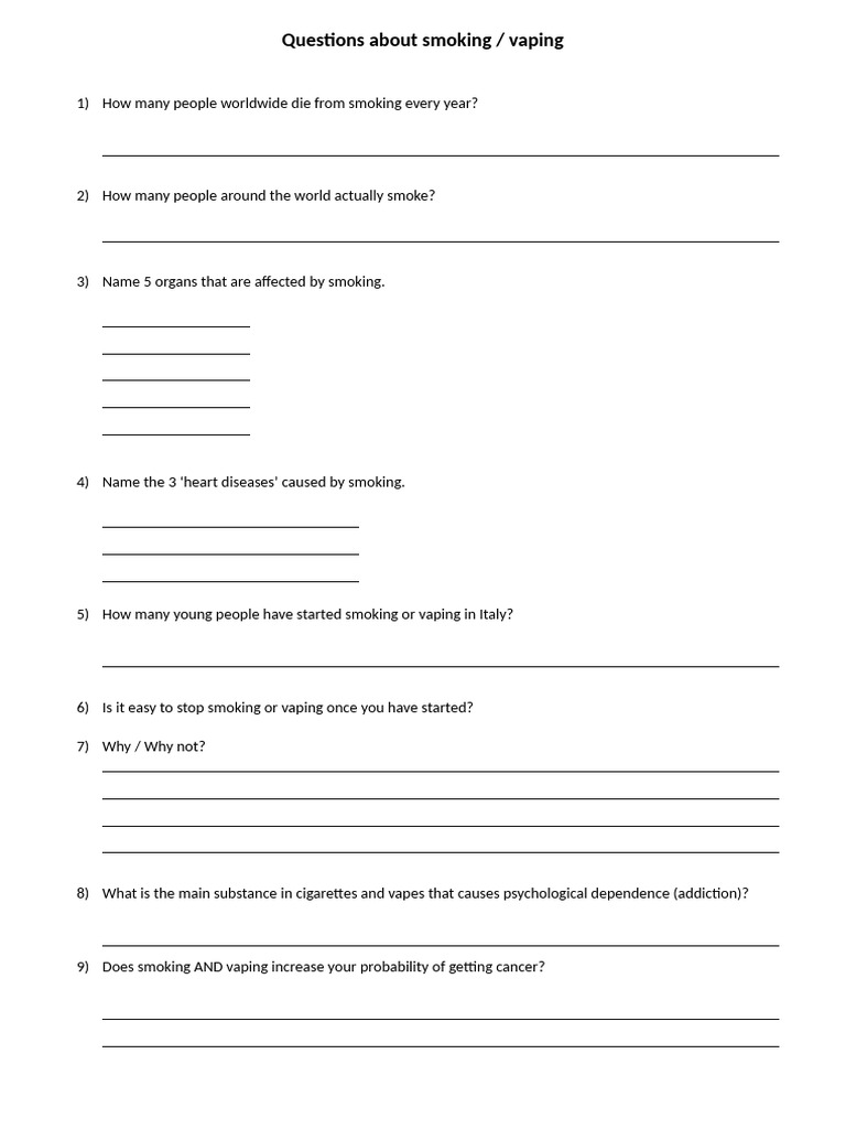 Q's About Smoking - Vaping | PDF