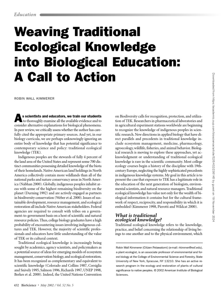 Weaving Traditional Ecological Knowledge Into Biological Education: A ...