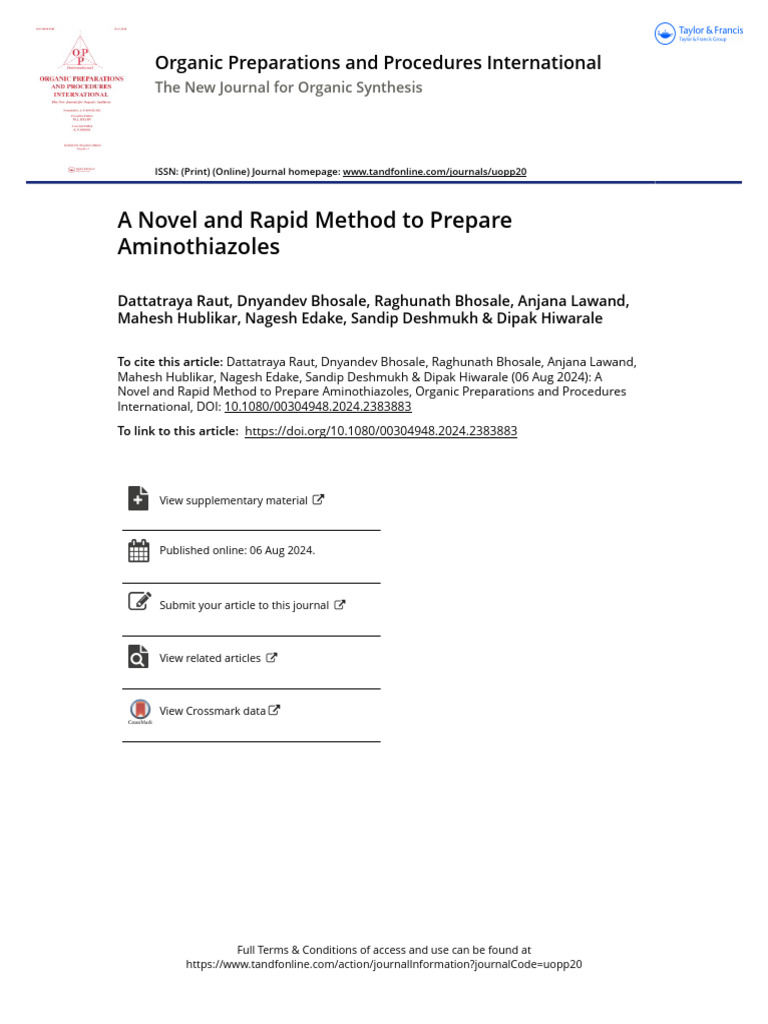 A Novel and Rapid Method To Prepare Aminothiazoles | PDF | Thin Layer ...