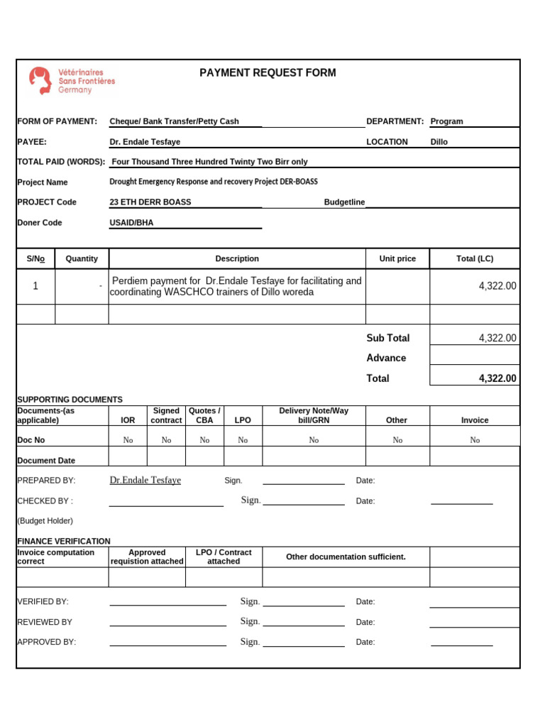 Payement Request Form - Dubluk Traingig | PDF | Payments | Money