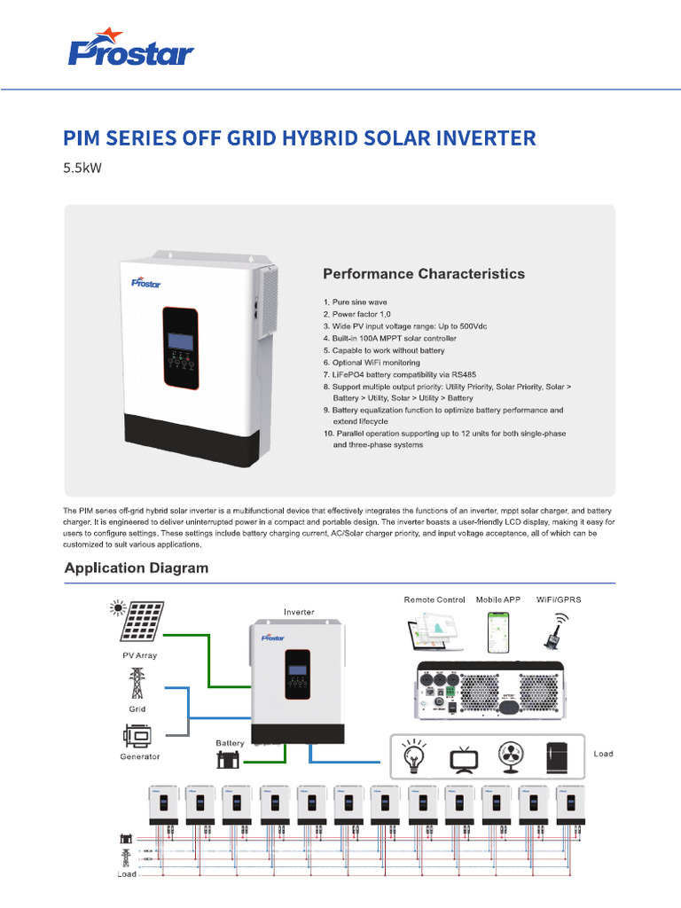 PIM Series Off Grid Hybrid Solar Inverter | PDF