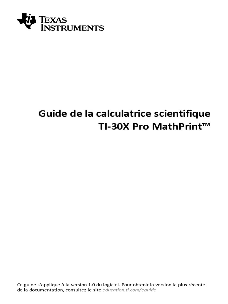Guide d'utilisation TI-30X Pro MathPrint | PDF | Curseur (interface ...