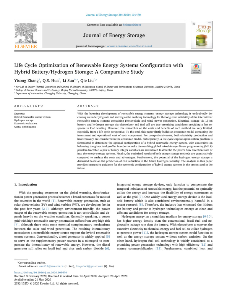 1 s2.0 S2352152X20303030 Main | PDF | Energy Storage | Photovoltaics