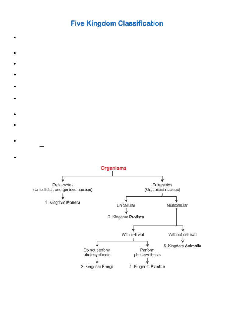 Five Kingdom Classification Guide | PDF | Cell (Biology) | Biology