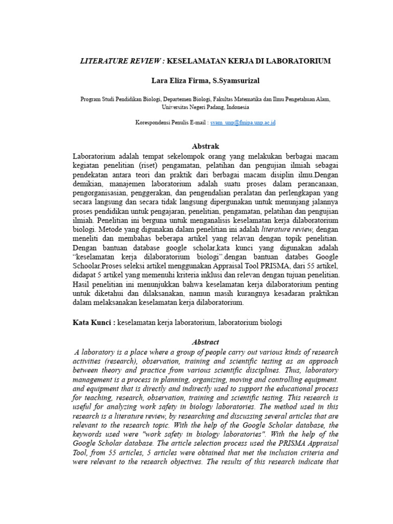 Keselamatan Kerja di Laboratorium Biologi | PDF