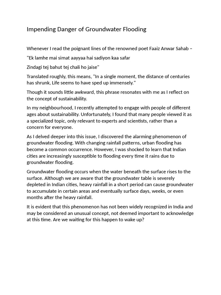 Impending Danger of Groundwater Flooding | PDF