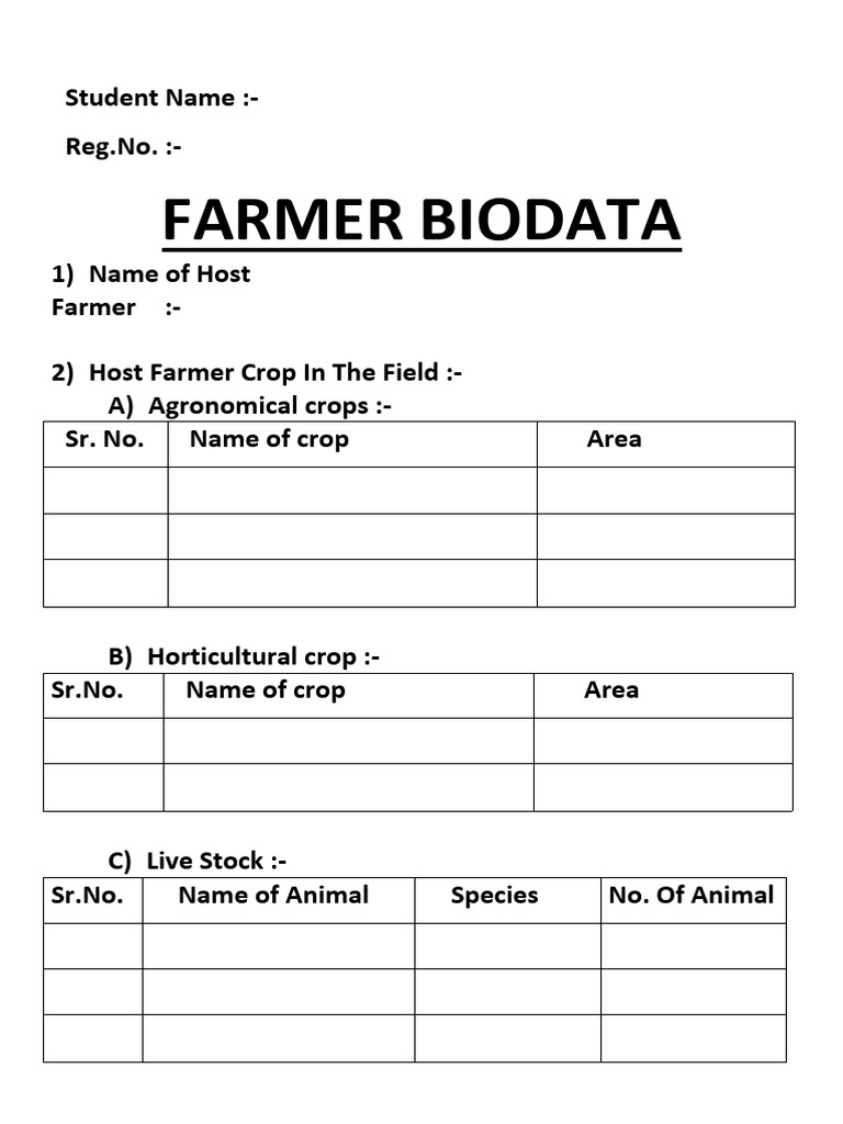 Farmer Biodata | PDF