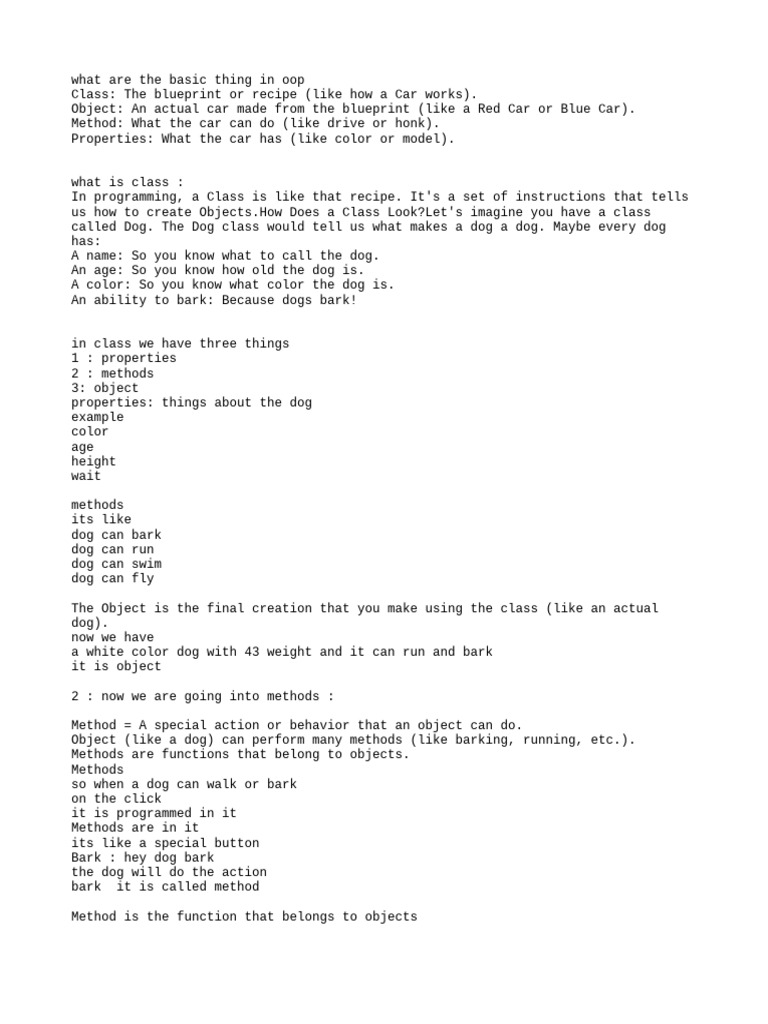 What Are The Basic Thing in Oop | PDF