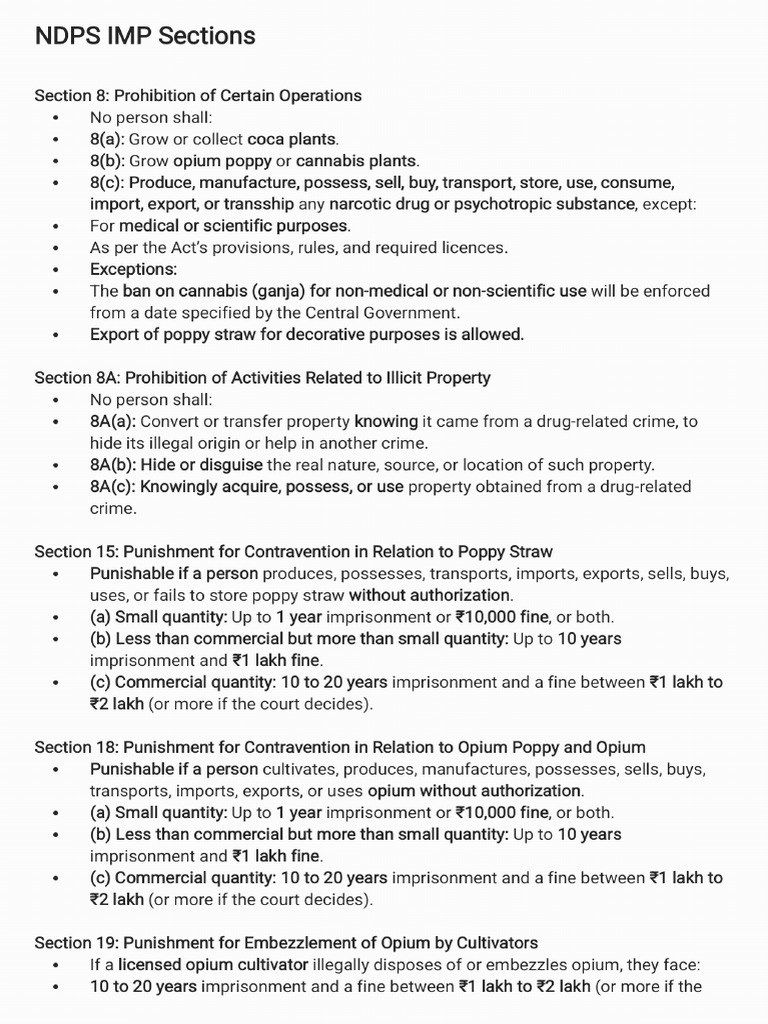 Ndps Imp Sections | PDF