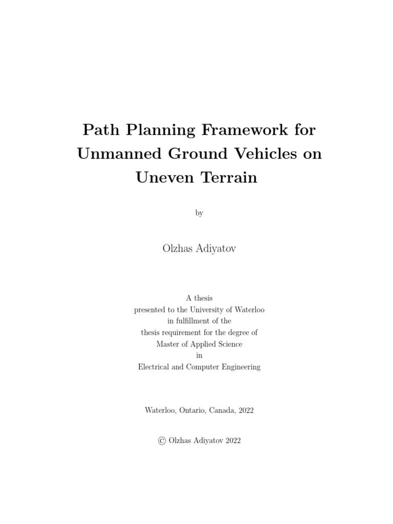 Path Planning Framework For Unmanned Ground Vehicles On Uneven Terrain ...