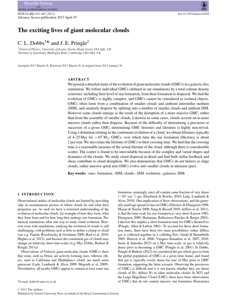 Dobbs, Pringle - 2013 - The Exciting Lives of Giant Molecular Clouds ...