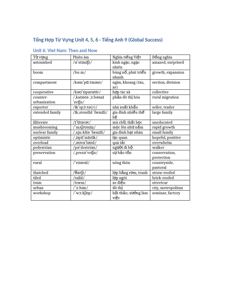 Unit 4 5 6 Vocabulary | PDF