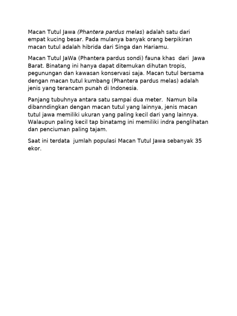 Populasi Macan Tutul Jawa 2024 | PDF