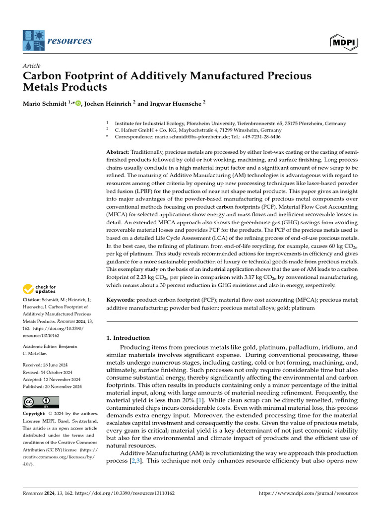 resources-13-00162-v3 | PDF | Life Cycle Assessment | Carbon Footprint