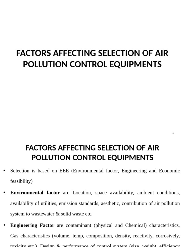 Air Pollution Control Equipment Factors | PDF | Particulates | Air ...