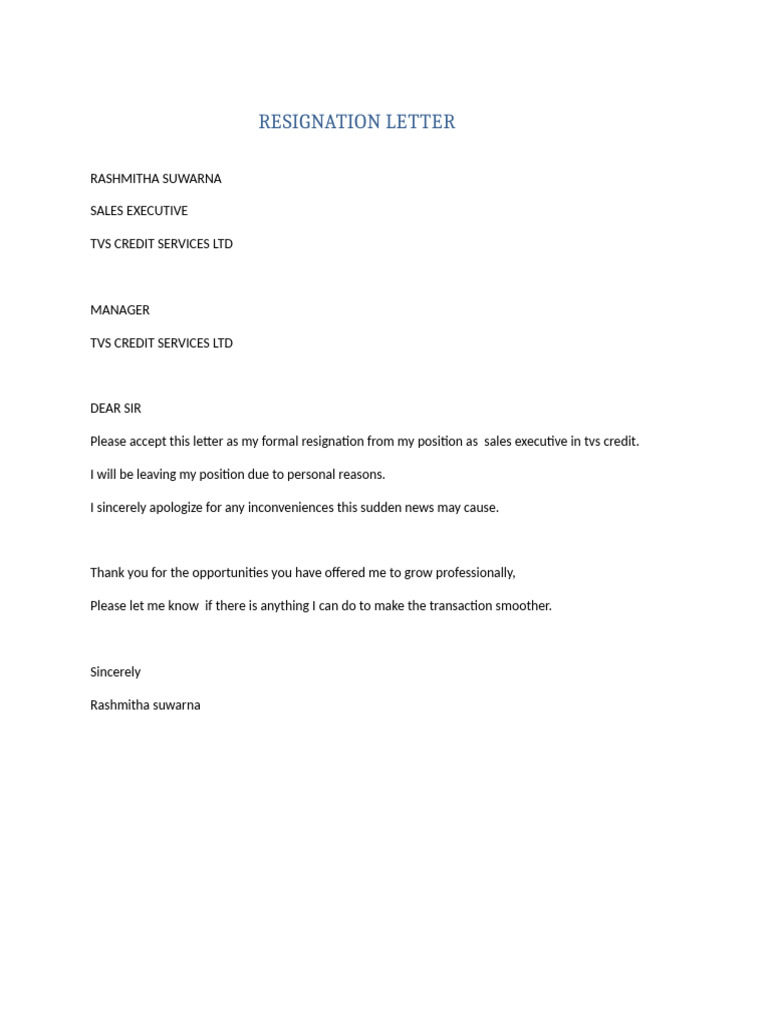 Resignation Letter | PDF