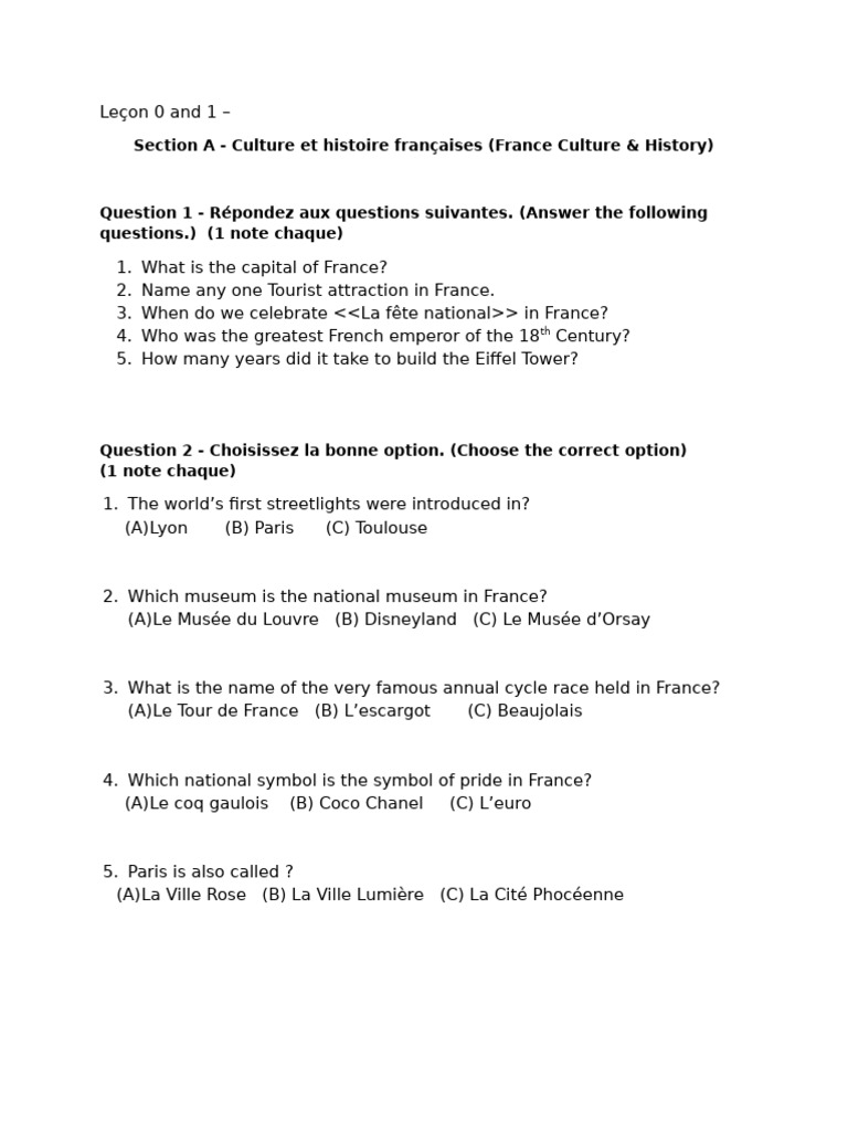 French Worksheets for Grade 5 | PDF