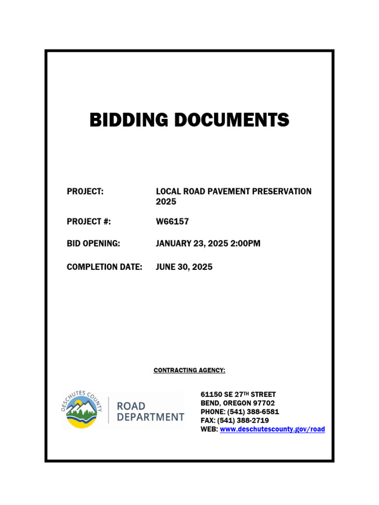 Local Road Pavement Bid 2025 | PDF | Surety | Guarantee