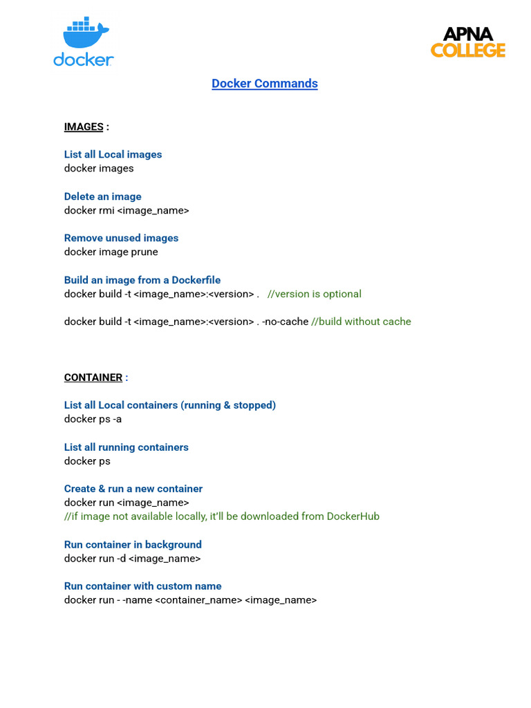 Essential Docker Commands Guide | PDF | Unix Variants | Interoperability