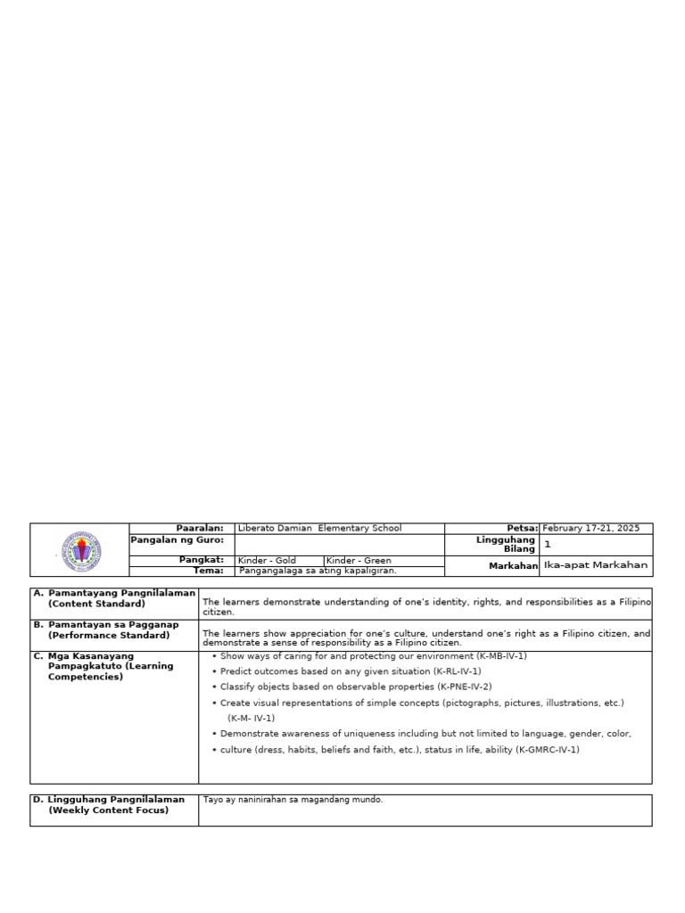 WEEK31 MATATAG LP EXEMPLAr-2 | PDF