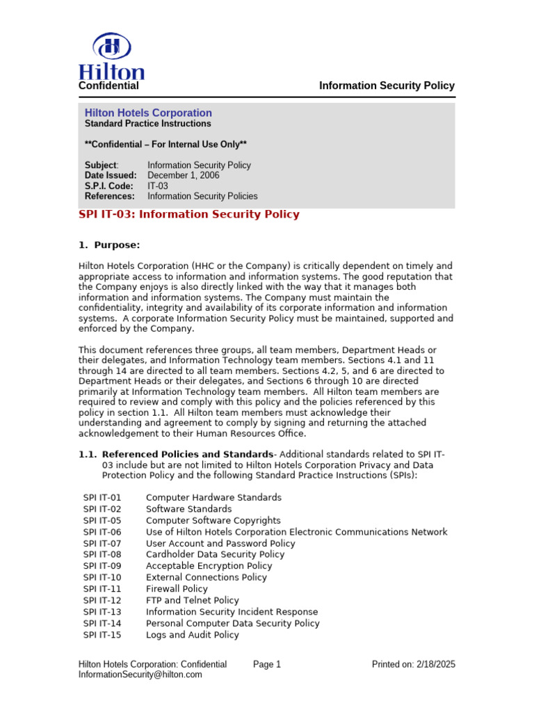 SPI IT-03 Information Security Policy English | PDF | Information ...