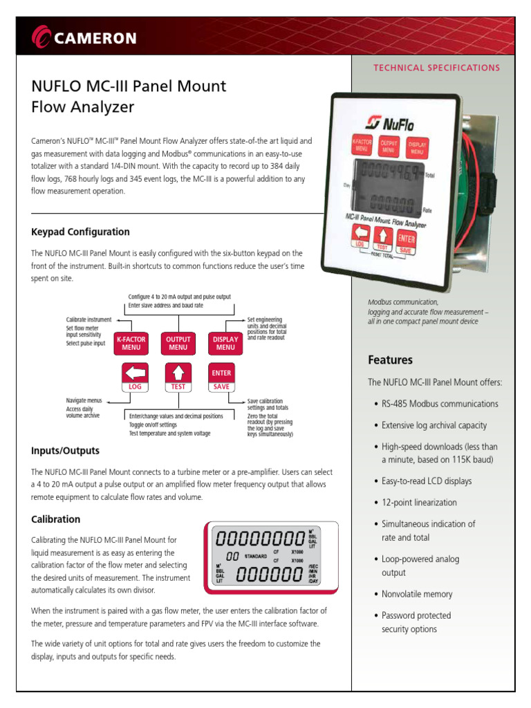 NuFlo MC-III Flow Analyzer Overview | PDF | Flow Measurement | Calibration