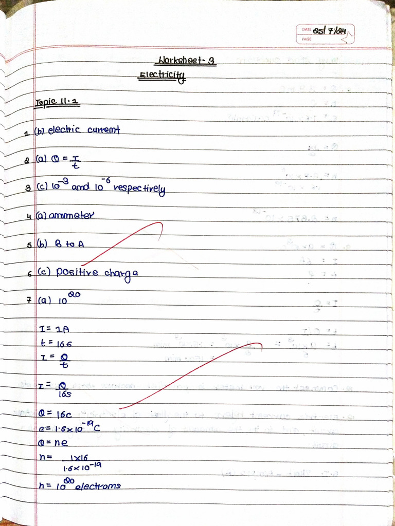 Physics Worksheet - Electricity | PDF