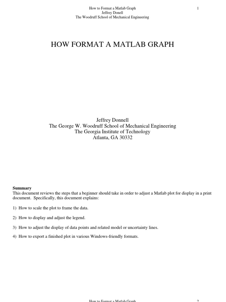 Formatting Graphs in Matlab | PDF
